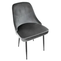 Dining Chairs-Kirkland's Home Upholstered Metal Dining Chairs, Set Of 2 Gray