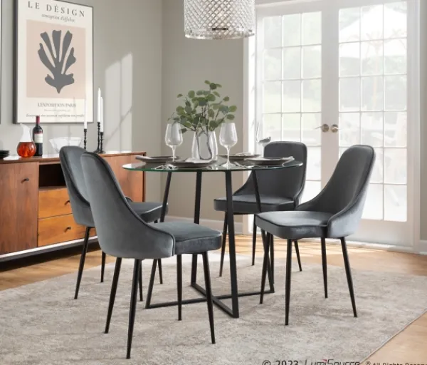 Dining Chairs-Kirkland's Home Upholstered Metal Dining Chairs, Set Of 2 Gray