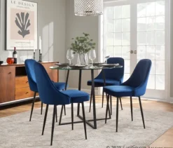 Dining Chairs-Kirkland's Home Upholstered Metal Dining Chairs, Set Of 2 Blue