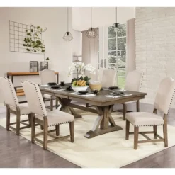 Dining Chairs-Kirkland's Home Upholstered Oak Wood Dining Chairs, Set Of 2 Tan