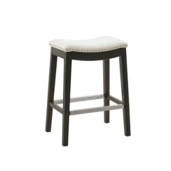 Bar Stools & Counter Height Stools-Kirkland's Home Upholstered Saddle Seat Counter Stool Ivory
