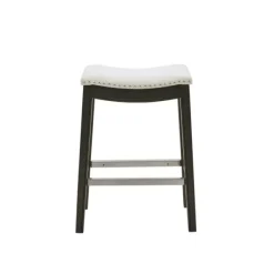 Bar Stools & Counter Height Stools-Kirkland's Home Upholstered Saddle Seat Counter Stool Ivory
