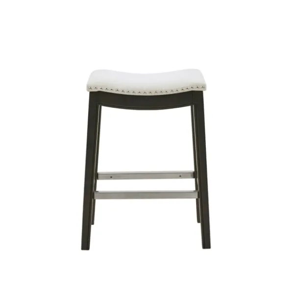 Bar Stools & Counter Height Stools-Kirkland's Home Upholstered Saddle Seat Counter Stool Ivory