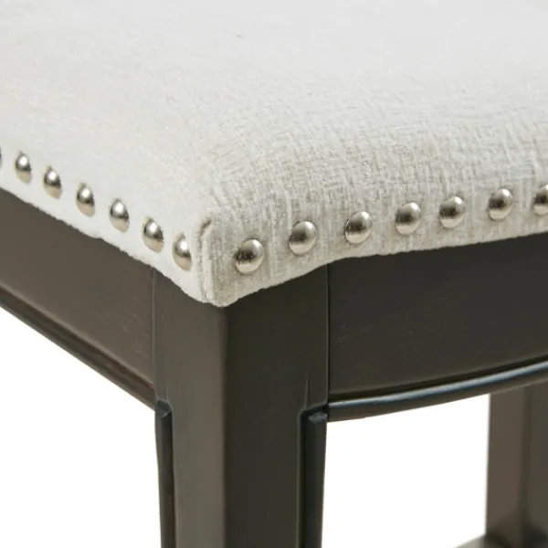 Bar Stools & Counter Height Stools-Kirkland's Home Upholstered Saddle Seat Counter Stool Ivory