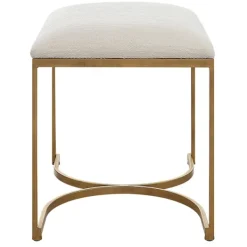 Benches & Ottomans-Kirkland's Home Upholstered Seat And Gold Metal Bench White
