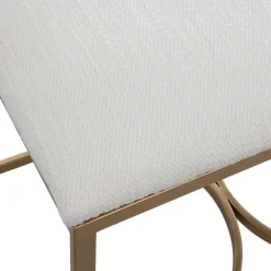 Benches & Ottomans-Kirkland's Home Upholstered Seat And Gold Metal Bench White