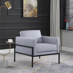 Accent Chairs-Kirkland's Home Upholstered Square Accent Chair Gray
