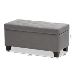 Benches & Ottomans-Kirkland's Home Upholstered Storage Ottoman Gray