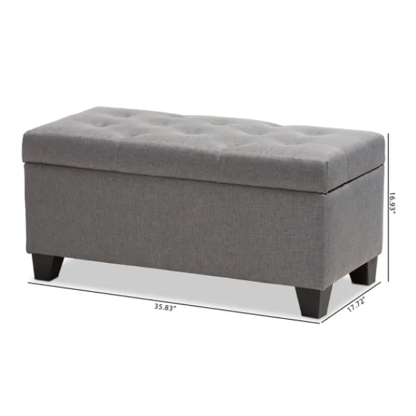 Benches & Ottomans-Kirkland's Home Upholstered Storage Ottoman Gray