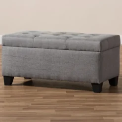 Benches & Ottomans-Kirkland's Home Upholstered Storage Ottoman Gray