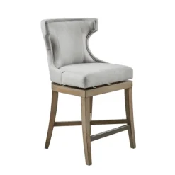 Bar Stools & Counter Height Stools-Kirkland's Home Upholstered Swivel Seat Counter Stool Gray