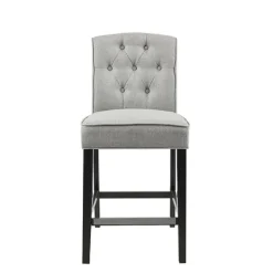 Bar Stools & Counter Height Stools-Kirkland's Home Upholstered Tufted Button Back Counter Stool Gray