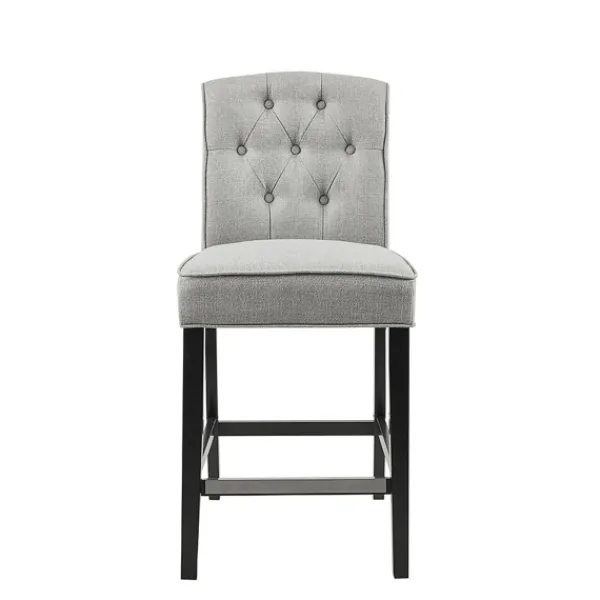 Bar Stools & Counter Height Stools-Kirkland's Home Upholstered Tufted Button Back Counter Stool Gray