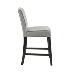 Bar Stools & Counter Height Stools-Kirkland's Home Upholstered Tufted Button Back Counter Stool Gray