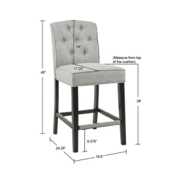 Bar Stools & Counter Height Stools-Kirkland's Home Upholstered Tufted Button Back Counter Stool Gray