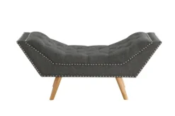 Benches & Ottomans-Kirkland's Home Upholstered Tufted Button Curved Bench Gray