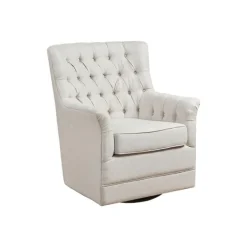 Accent Chairs-Kirkland's Home Upholstered Tufted Swivel Accent Chair White