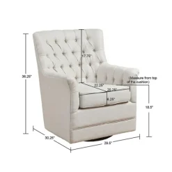 Accent Chairs-Kirkland's Home Upholstered Tufted Swivel Accent Chair White