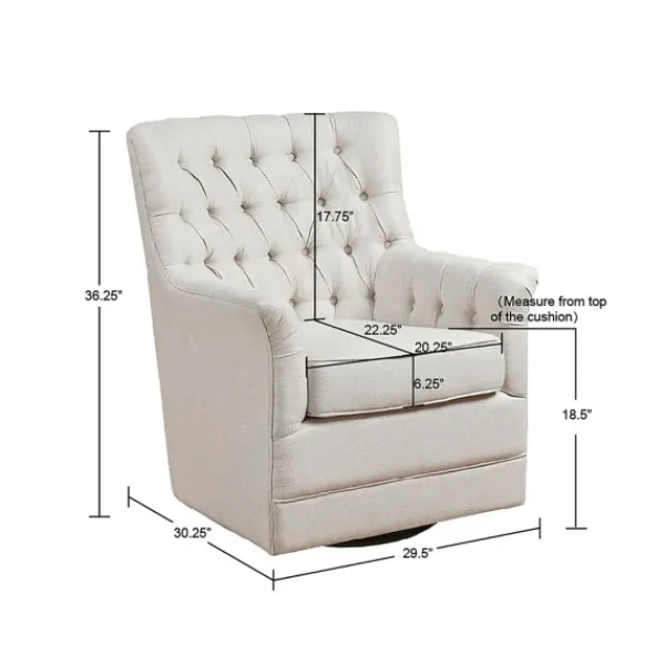 Accent Chairs-Kirkland's Home Upholstered Tufted Swivel Accent Chair White