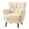 Accent Chairs-Kirkland's Home Upholstered Tufted Wingback Accent Chair Ivory
