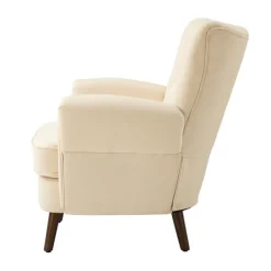 Accent Chairs-Kirkland's Home Upholstered Tufted Wingback Accent Chair Ivory