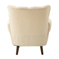 Accent Chairs-Kirkland's Home Upholstered Tufted Wingback Accent Chair Ivory