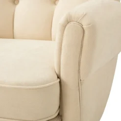 Accent Chairs-Kirkland's Home Upholstered Tufted Wingback Accent Chair Ivory