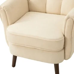 Accent Chairs-Kirkland's Home Upholstered Tufted Wingback Accent Chair Ivory