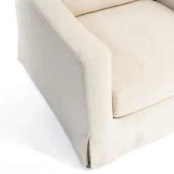 Accent Chairs-Kirkland's Home Upholstered Weekend Swivel Accent Chair Ivory