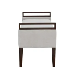 Benches & Ottomans-Kirkland's Home Upholstered Wood Trim Bench Gray