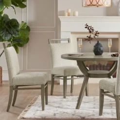 Dining Chairs-Kirkland's Home Upholstered Wooden Dining Chairs, Set Of 2 Ivory