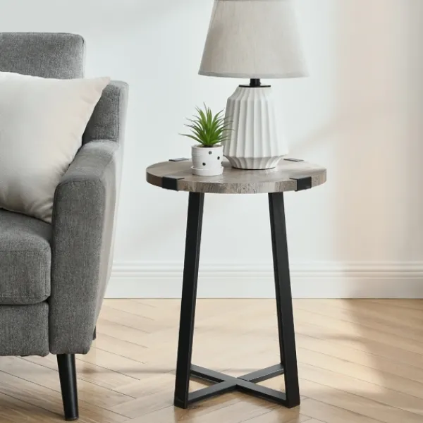 Accent & End Tables-Kirkland's Home Urban Rustic Round Accent Table Gray