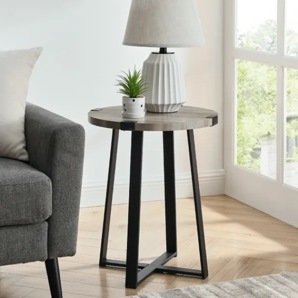 Accent & End Tables-Kirkland's Home Urban Rustic Round Accent Table Gray