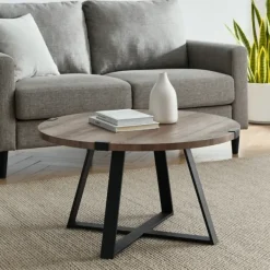 Coffee Tables-Kirkland's Home Urban Rustic Round Coffee Table Gray