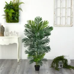 Trees & Topiaries-Kirkland's Home Uv-Safe Areca Palm Tree In Nursery Planter, 60 In.