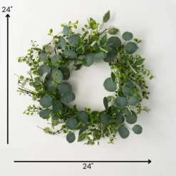 Wreaths-Kirkland's Home Variegated Mixed Leaf Wreath Green