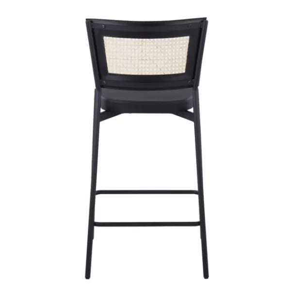Bar Stools & Counter Height Stools-Kirkland's Home Vegan Leather And Rattan Counter Stools, Set Of 2 Black/Tan