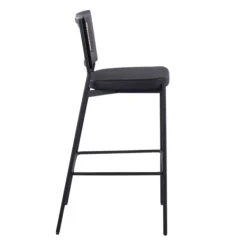 Bar Stools & Counter Height Stools-Kirkland's Home Vegan Leather And Rattan Bar Stools, Set Of 2 Black/Tan