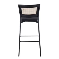 Bar Stools & Counter Height Stools-Kirkland's Home Vegan Leather And Rattan Bar Stools, Set Of 2 Black/Tan