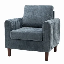 Accent Chairs-Kirkland's Home Velvet Channel Stitch Accent Chair Blue