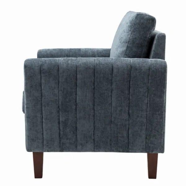 Accent Chairs-Kirkland's Home Velvet Channel Stitch Accent Chair Blue