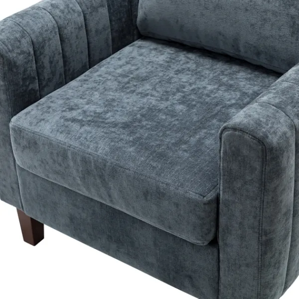 Accent Chairs-Kirkland's Home Velvet Channel Stitch Accent Chair Blue