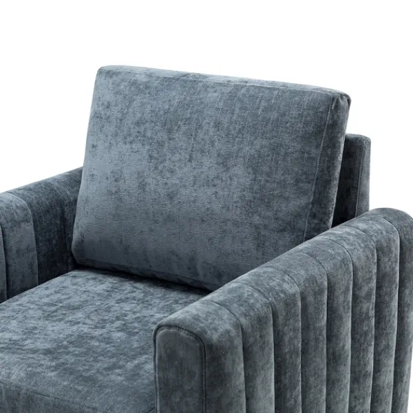 Accent Chairs-Kirkland's Home Velvet Channel Stitch Accent Chair Blue