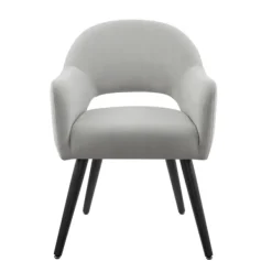 Dining Chairs-Kirkland's Home Velvet Curved Open Back Dining Chair Gray