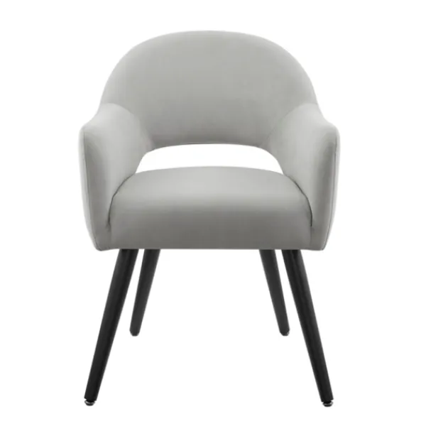 Dining Chairs-Kirkland's Home Velvet Curved Open Back Dining Chair Gray