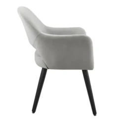 Dining Chairs-Kirkland's Home Velvet Curved Open Back Dining Chair Gray
