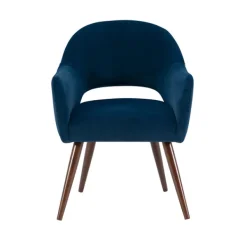 Dining Chairs-Kirkland's Home Velvet Curved Open Back Dining Chair Blue