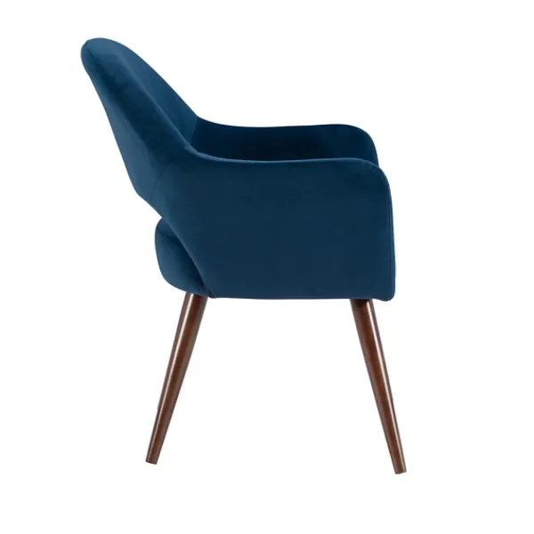 Dining Chairs-Kirkland's Home Velvet Curved Open Back Dining Chair Blue