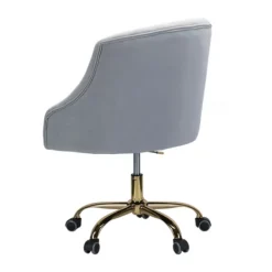 Office Furniture-Kirkland's Home Velvet Tufted Gold Leg Swivel Office Chair Gray