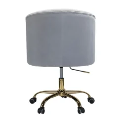 Office Furniture-Kirkland's Home Velvet Tufted Gold Leg Swivel Office Chair Gray